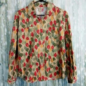 Woolrich button down fall leaf print